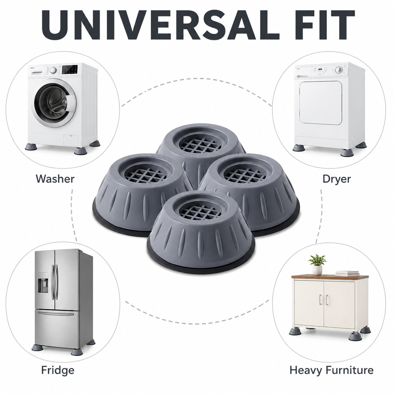 Anti-Vibration & Noise Reduction Washing Machine Foot Pads