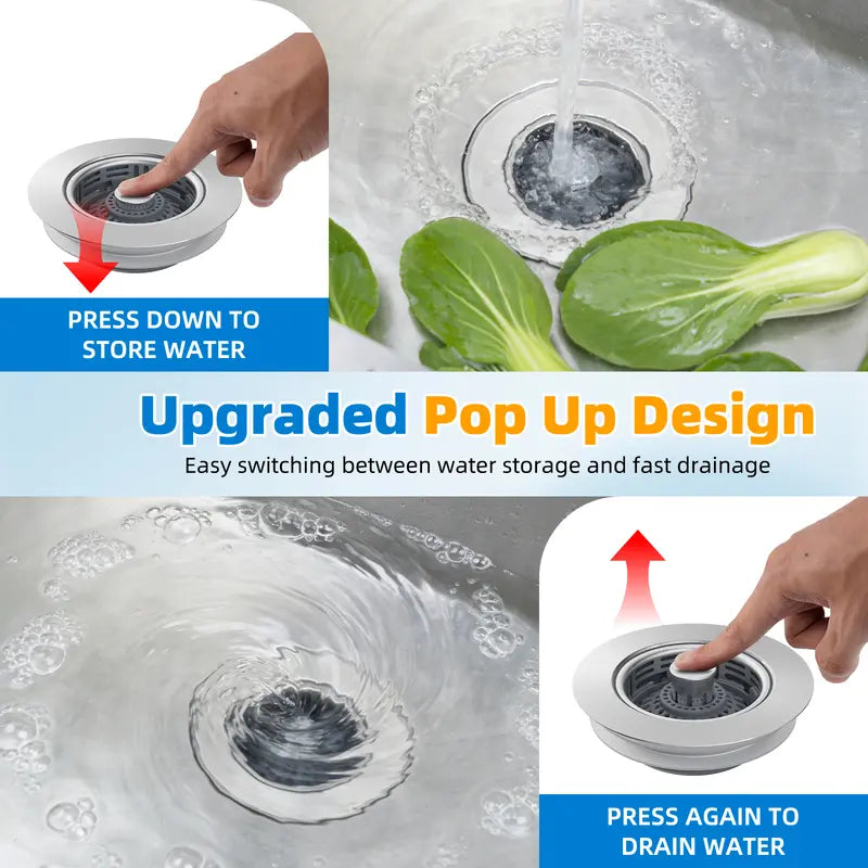 Upgraded 3 in 1 Kitchen Sink Drain Strainer