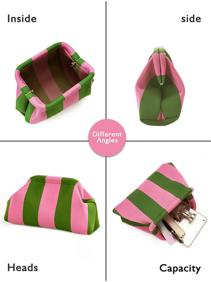 Women's Striped/diamond Dot Cloud Handbag