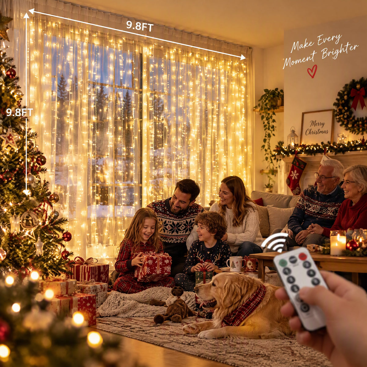 ✨ Remote Controlled LED Curtain Fairy Lights (Not Included Curtain) | 9.8×9.8ft