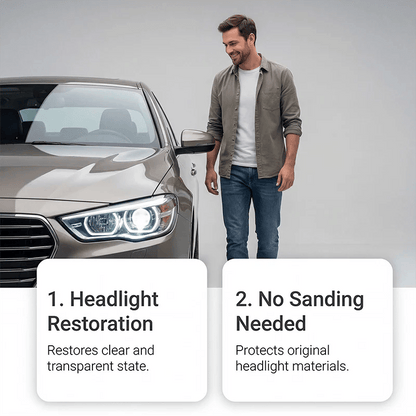 Headlight Restorer Kit – 2-Step Cleaner & UV Shield | Removes Yellow Haze, Restores Clarity