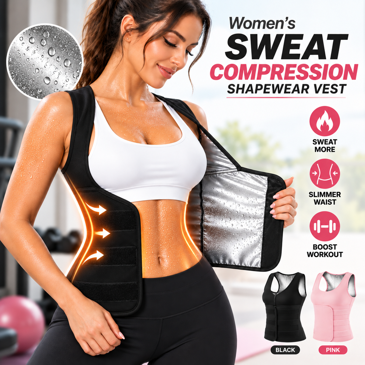 🔥 50% OFF! 🏋️ Women's Sweat Compression Shapewear Vest – Tummy Control & Sculpting Fit