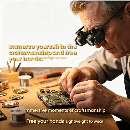 🔬LAST DAY SALE 49%OFF✨ Precision LED Magnifier Glasses – Interchangeable Lenses, Dual LED, Hands-Free 💡