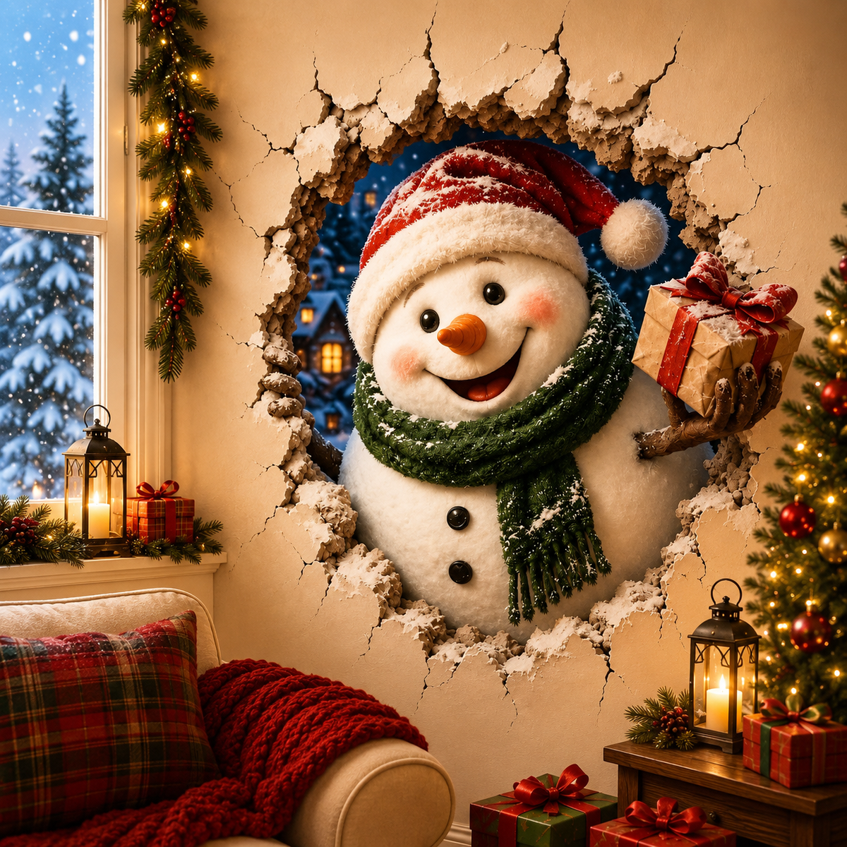 🔥Last Day 50% OFF-19.7'' Christmas Breaking Through the Wall Decal🎄🎁