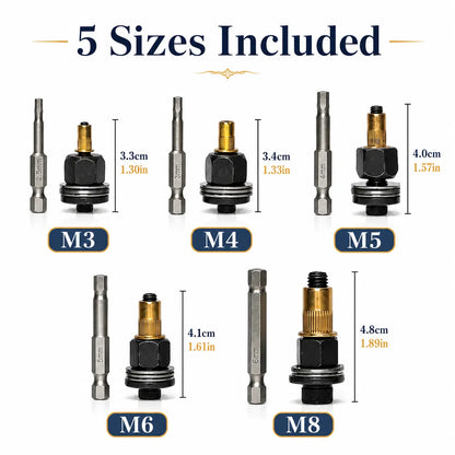 Rivet Nut Tool Kit, Rivet Nut Adapter Set with M3 M4 M5 M6 M8 Mandrel Heads & Hex Driver Bits, Nutsert Installation Kit for Drill, Metal Sheet, Automotive, Furniture & DIY Repair