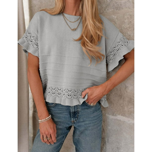 ✨ Breezy Crochet Knit Top