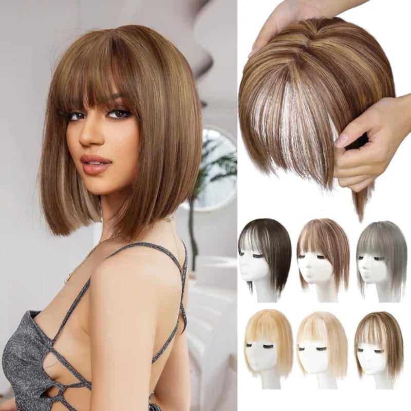 💥Superior Quality-Natural Hair Toppers With Bangs For Women