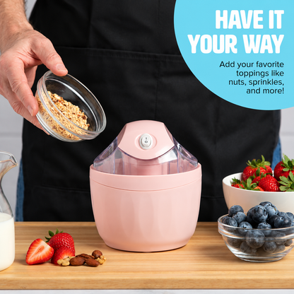 🍓 Compact Homemade Ice Cream Maker – One-Touch Frozen Dessert & Sorbet Machine