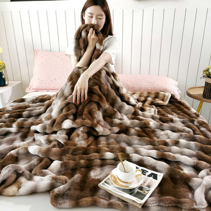 Premium Bubble Fleece Throw Blanket, Color Block Design Soft Sofa Blanket for Luxury Home
