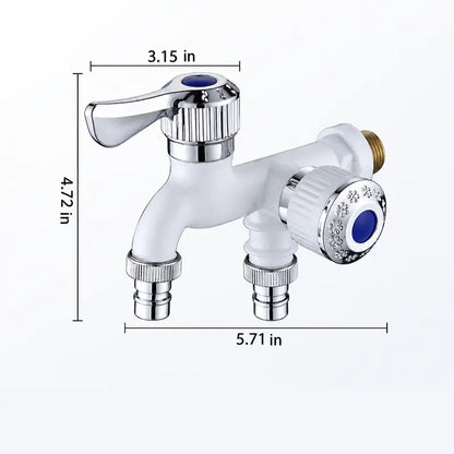 💧 Dual-Outlet Faucet – Two Independent Water Connections for Laundry, Garden & Everyday Cleaning