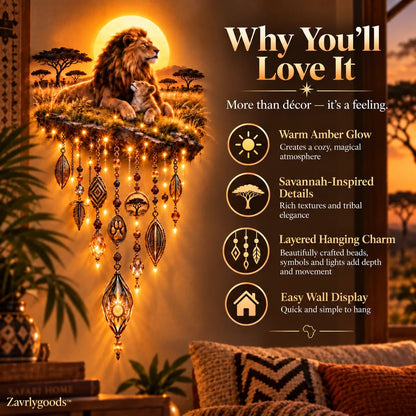 Majestic Lion & Cub LED Wall Decor – Warm Lighted Wall Art, Symbol of Family, Strength & Love