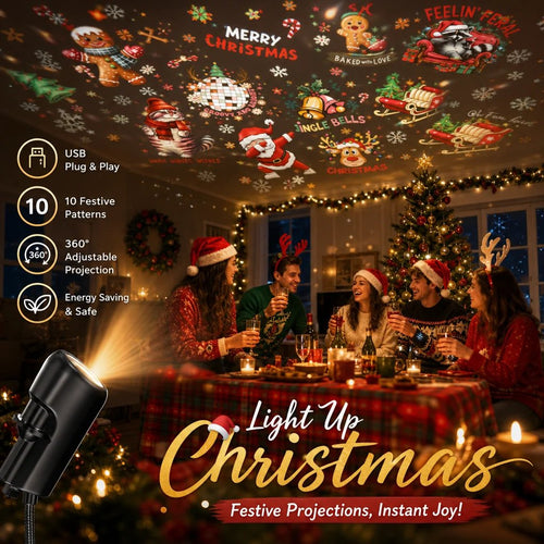HD Christmas Projector – 6 or 10 Festive Scenes