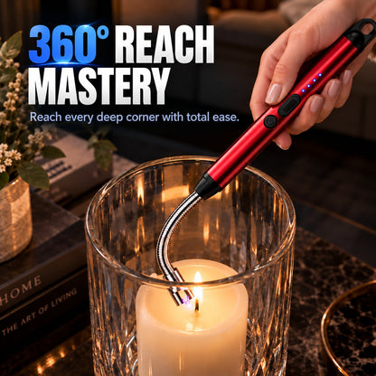 Universal 360-Degree Flexible Pulse Arc Lighter with LED Battery Indicator and Windproof Design