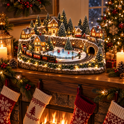 🎁 LAST DAY 50% OFF 🎅 Animated Holiday Train & Ice Rink Scene ✨