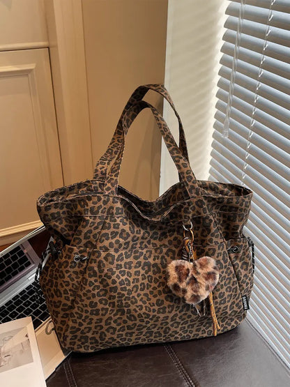 Leopard Print Plush Pendant Bag