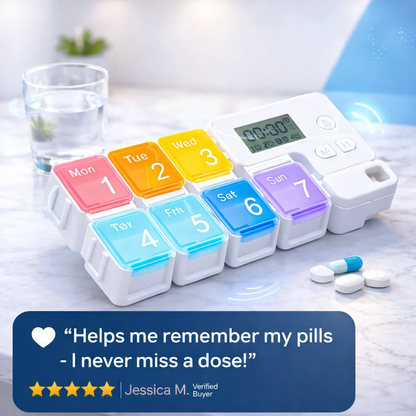 Noomoriey™ 7-Day Weekly Pill Box with Alarm Reminder👩‍⚕️🌈