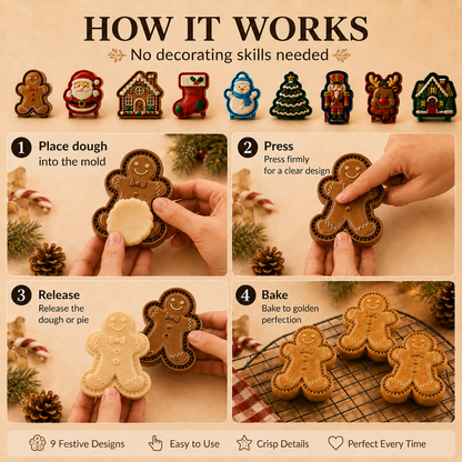 🎄Christmas Mini Pie Mold Collection – 9 Reusable Embossed Holiday Designs