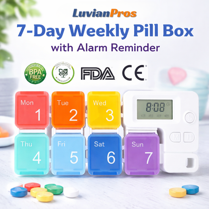 Noomoriey™ 7-Day Weekly Pill Box with Alarm Reminder👩‍⚕️🌈