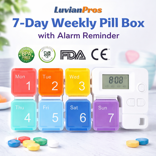 Noomoriey™ 7-Day Weekly Pill Box with Alarm Reminder👩‍⚕️🌈