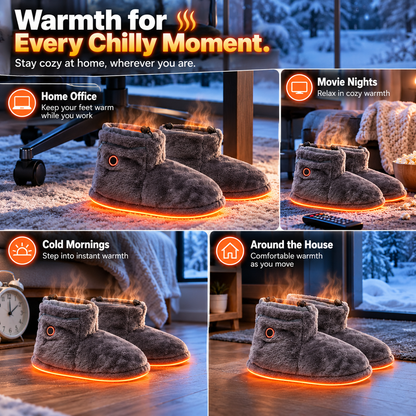 🔥 Heated Plush Slipper Boots – Cozy Warm Indoor Winter Slippers