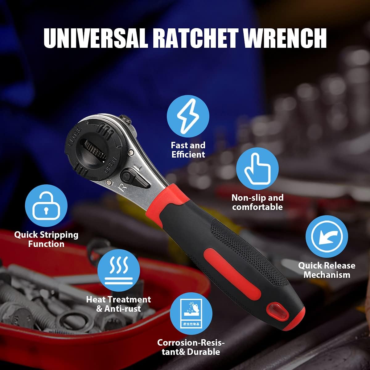 🔥49% OFF | Adjustable Ratchet Wrench 6-22mm 🛠️ Heavy Duty CR-V Steel Repair Spanner