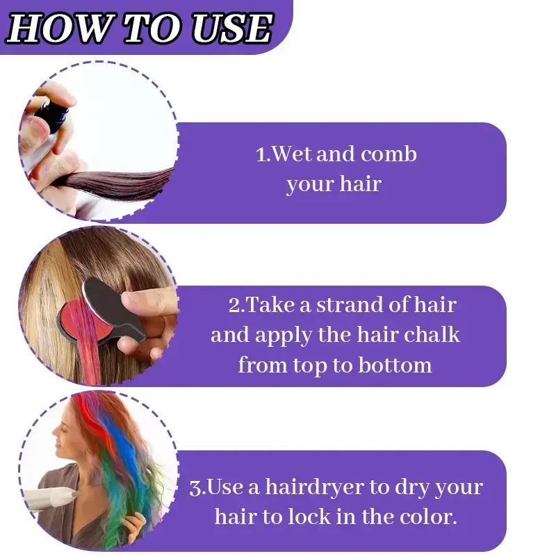 12 Bold Vibrants Temporary Hair Chalk Dye