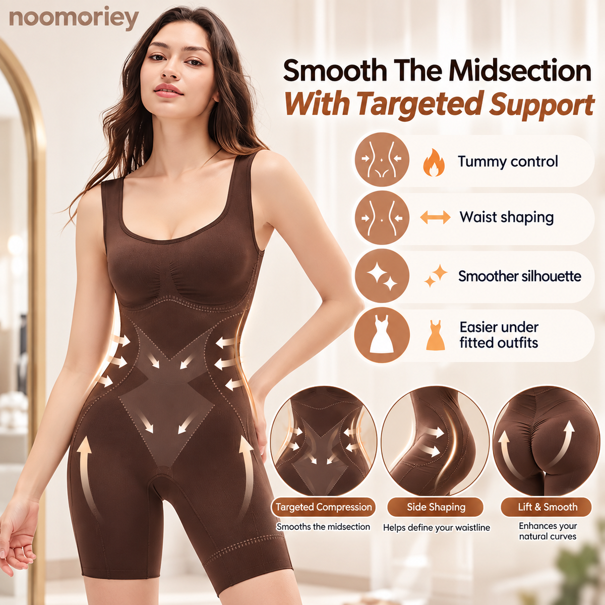 🔥 Tummy Control Butt-Lifting Faja Bodysuit – Full-Body Shaper with Back Support & Cotton Gusset
