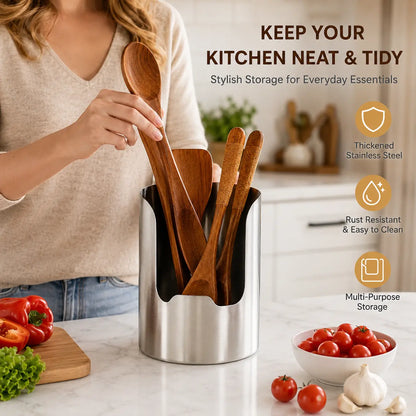 Stainless Steel Kitchen Utensil Holder – Rust-Resistant Countertop Organizer for Spoons, Spatulas & Cooking Tools