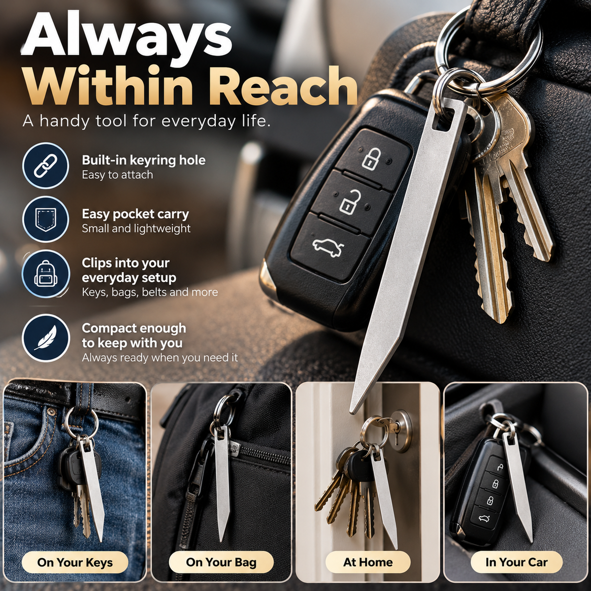 🔑 Pocket Pry Bar – Compact EDC Keychain Tool for Everyday Tasks