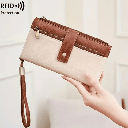 Women's long wallet, stylish clutch, elegant solid color RFID blocking leather wallet👛