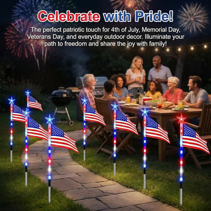 8-in-1 American Flag Solar Lights