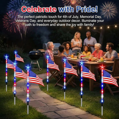 8-in-1 American Flag Solar Lights