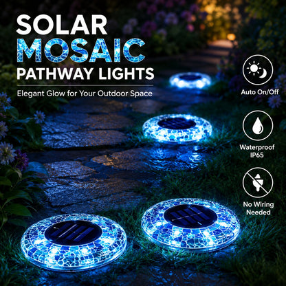 Solar Outdoor Mosaic Disk Pathway LED Lights