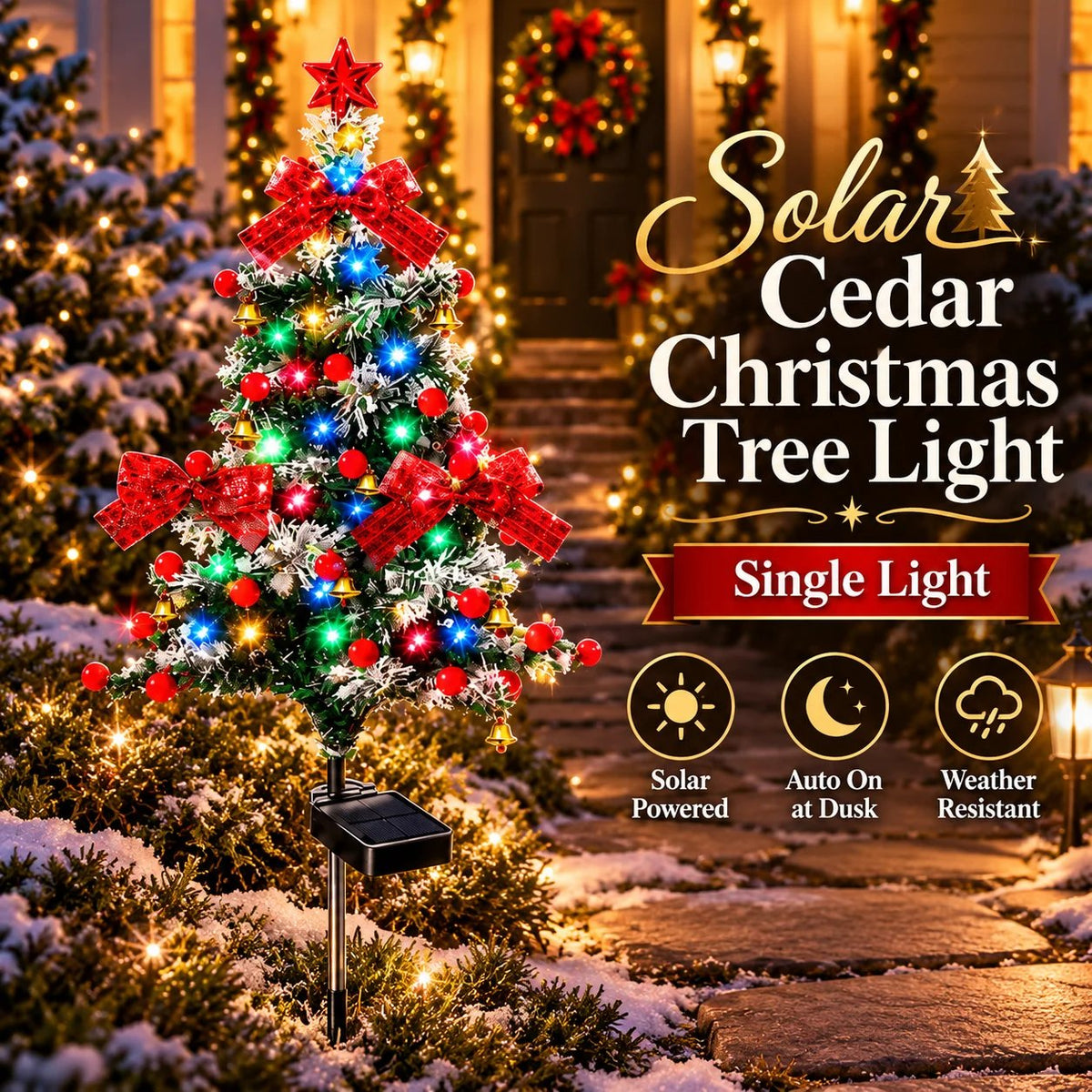 Solar cedar Christmas tree light product image 01