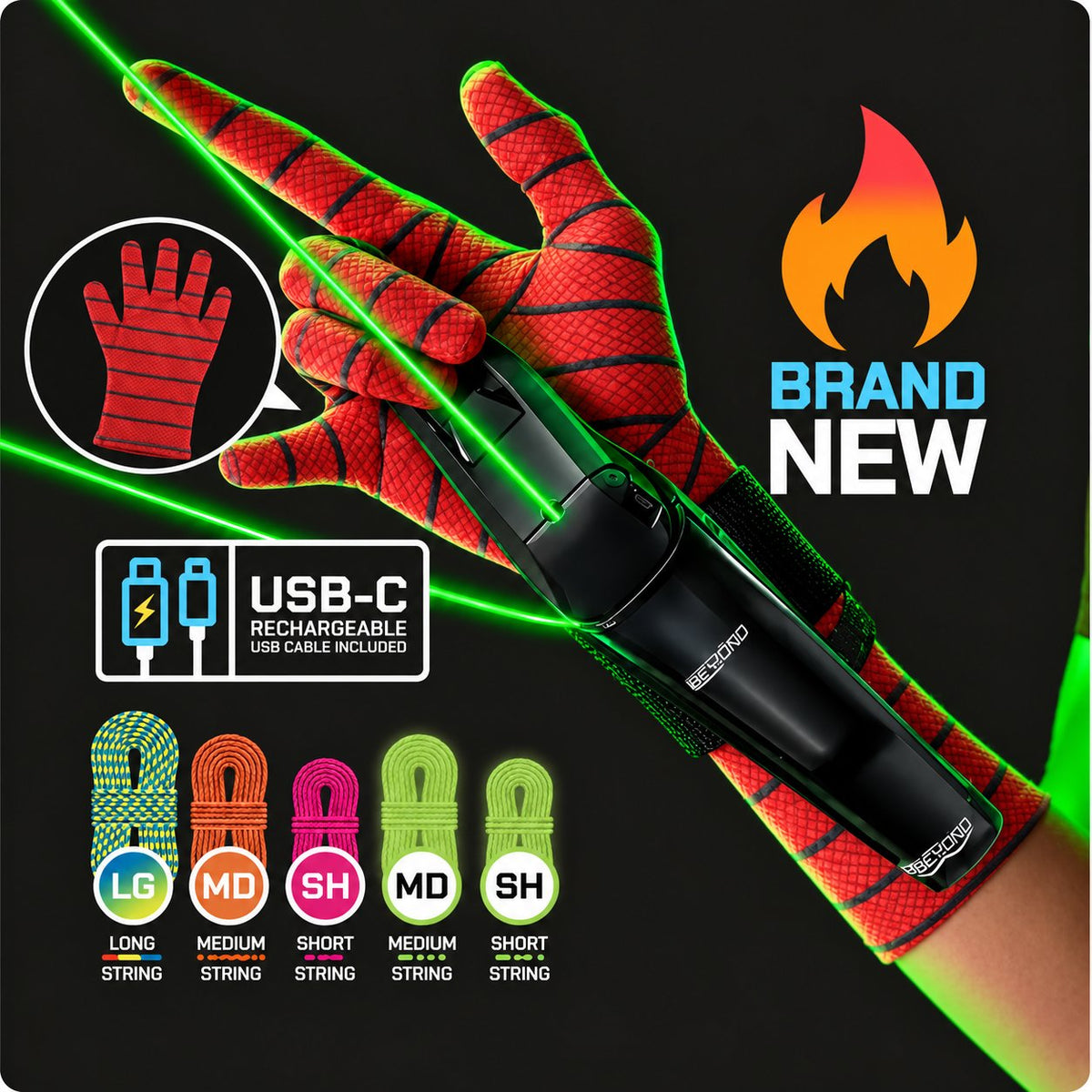🔥 LAST DAY 50% OFF - 🕷 Rechargeable Wrist String Launcher with UV-Reactive & Glow-in-the-Dark Strings for Kids & Adults 🎁Buy 2 Free Shipping