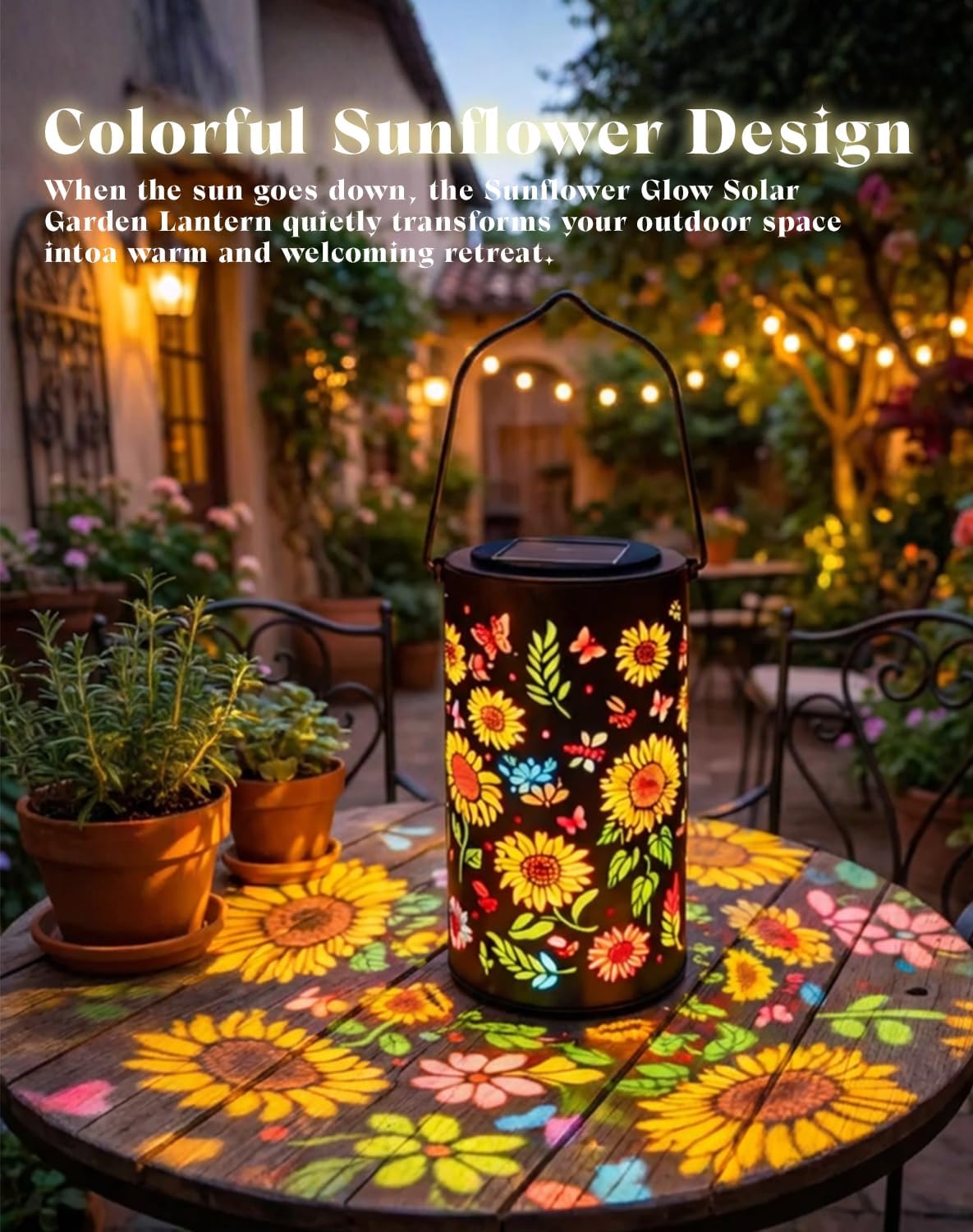 Colorful Sunflower Glow Solar Garden Lantern