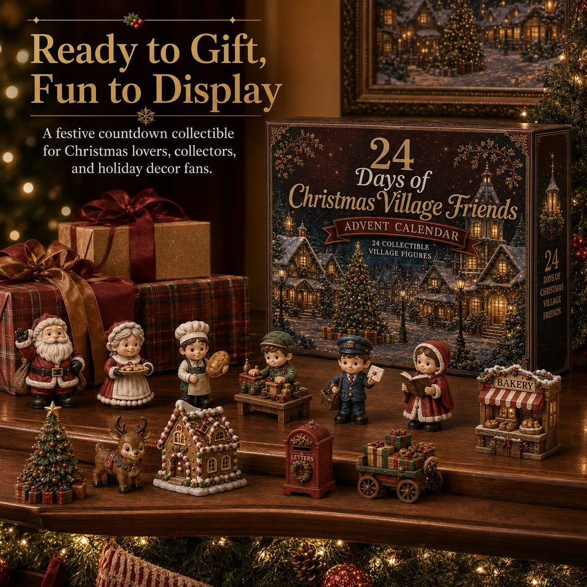✨🎄24 Days Of Christmas Village Friends Advent Calendar | 24 Unique Miniature Characters, Shops & Holiday Collectibles for a Complete Festive Village