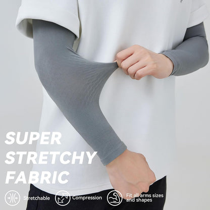 2 Pairs UV Protection Cooling Arm Sleeves for Men & Women UPF 50 Cooling Sports Sleeve Compression Sun Sleeves