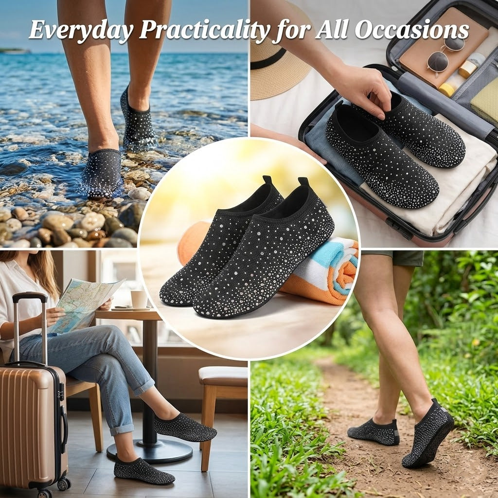 Women's Rhinestone Mesh Slip On Walking Shoes🏖️