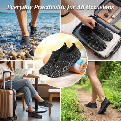 Women's Rhinestone Mesh Slip On Walking Shoes🏖️