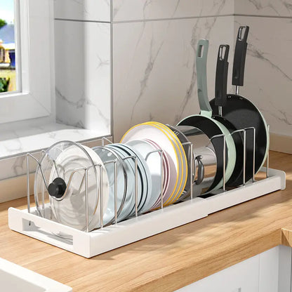 Pot Lid Organizer Rack - 7 Compartment Kitchen Utensils Holder