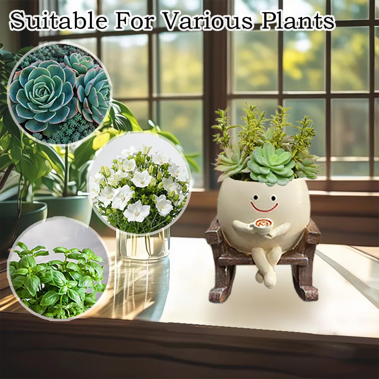 🎉Buy 2 Free Shipping😊Smiley rocking chair flower pot