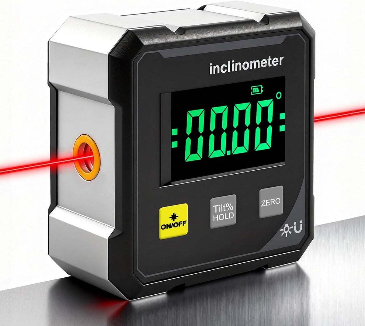 📐 Digital Angle Finder with Laser – 4-Side Magnetic Base, 4×90° Measurement & Large LED Display