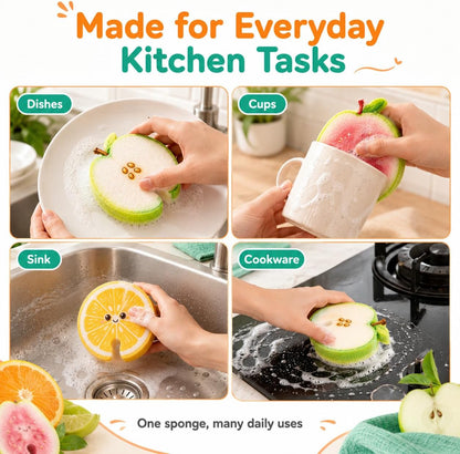 🔥HOT SALE💥 Compressed Cellulose Sponges - 3-Pack Fruit-Shaped Natural Pop-Up Kitchen Sponges🧽
