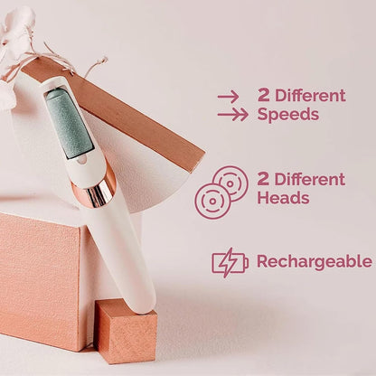 Electric Foot File – Rechargeable Callus Remover for Hard, Cracked Skin – at-Home Pedicure Kit for Smooth Feet (Men & Women) (Pink)