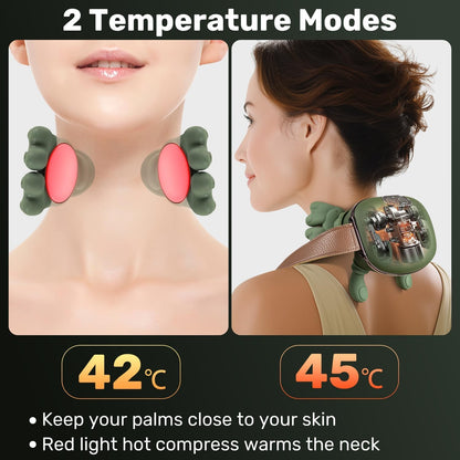 🛫Free Shipping🔥3D Shiatsu Neck & Shoulder Massager with Soothing Heat - Deep Tissue Kneading for Back & Neck Pain Relief