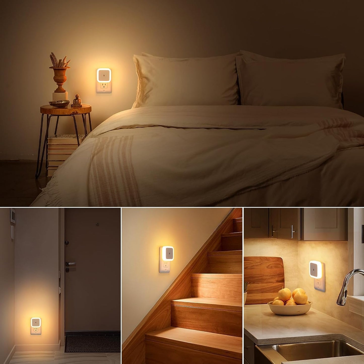 🎉6-Pack Dusk-to-Dawn LED Night Lights (Warm White, Plug-In)