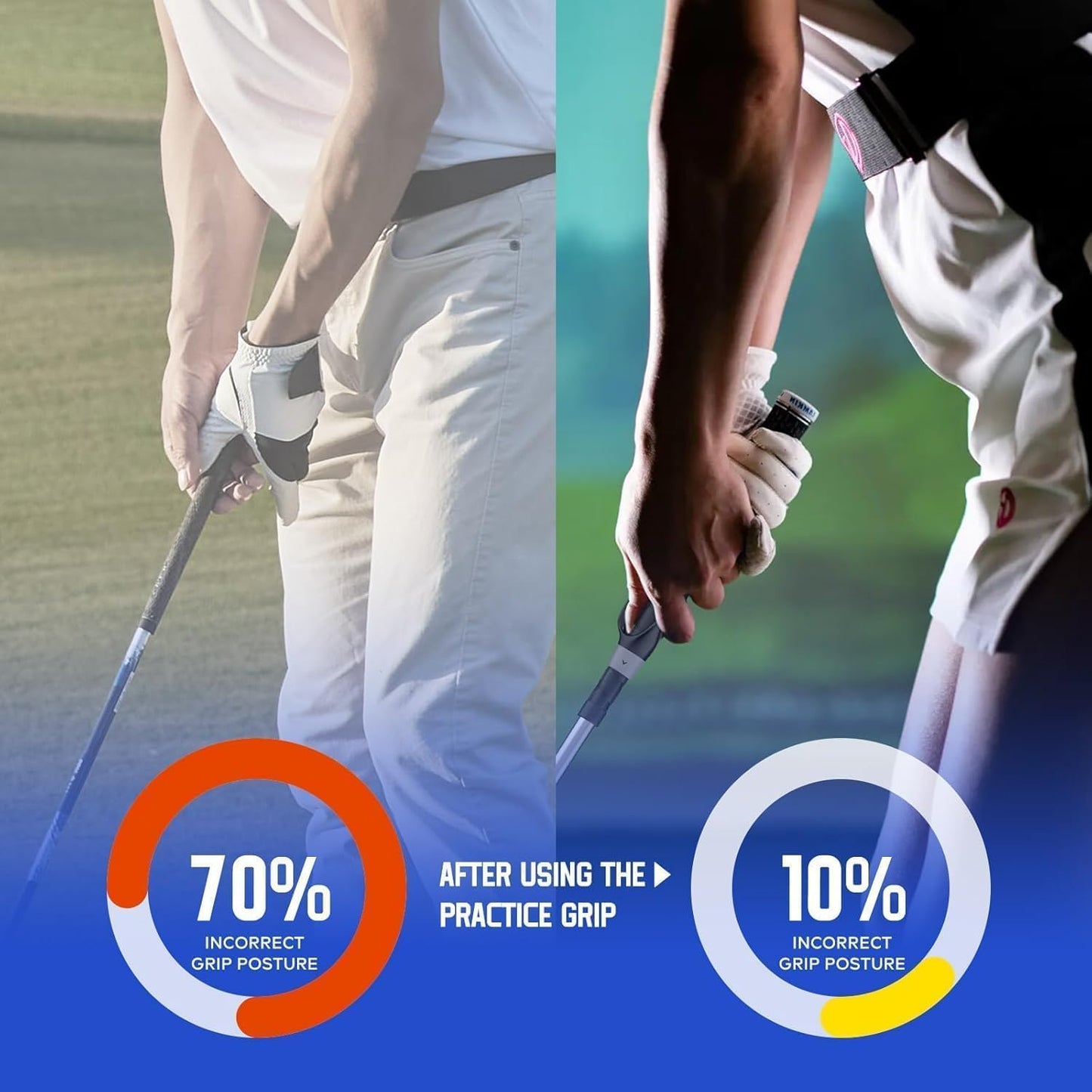 💥 Golf Grip Trainer - Golf Swing Aid Club Attachment for Correct Hand Placement