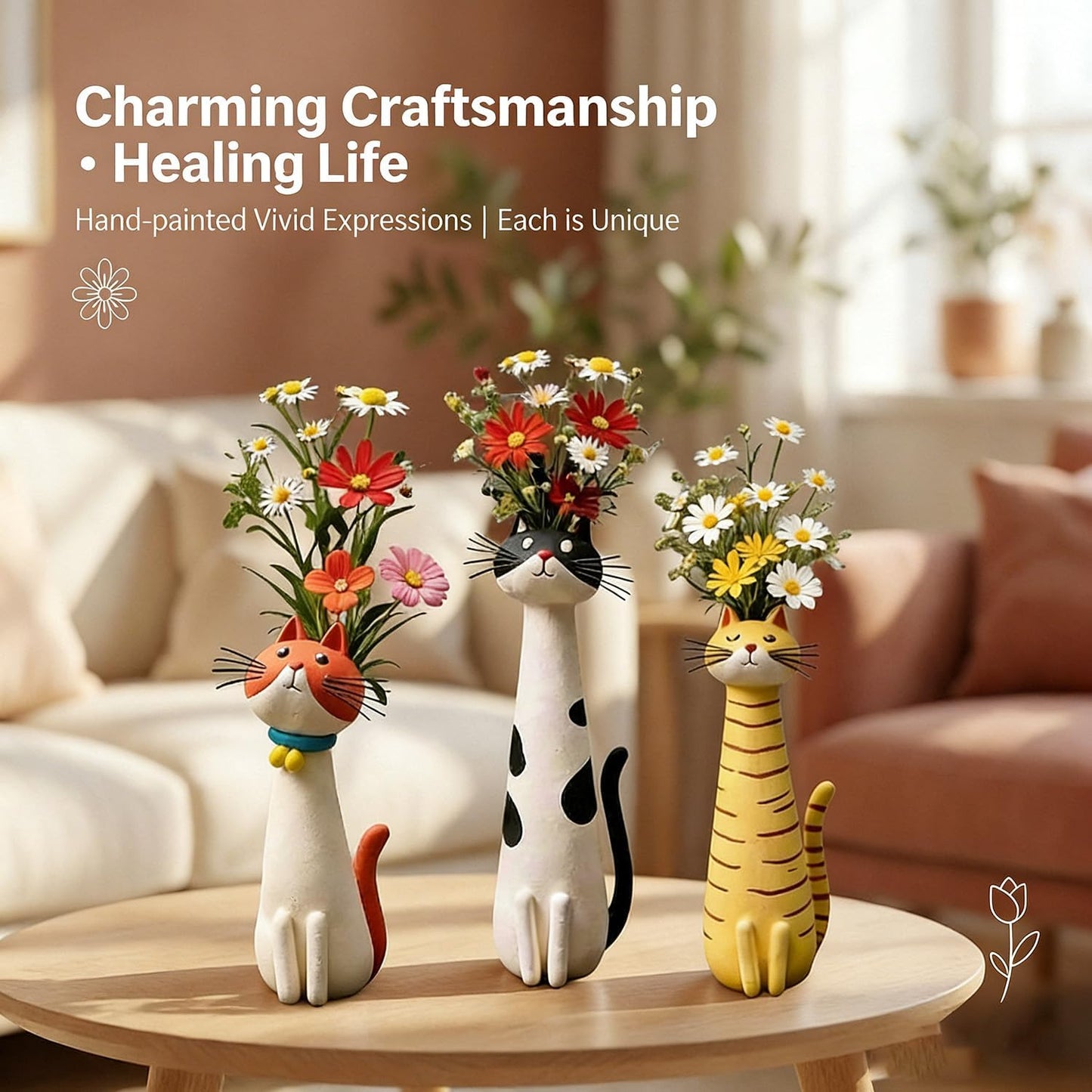 🔥LAST DAY 57% OFF - 😻Handcrafted Quirky Cat Vase