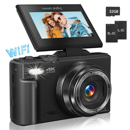 4K Digital Camera for Photography with 64MP